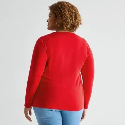 St. John's Bay Womens Plus Crew Neck Long Sleeve T-Shirt