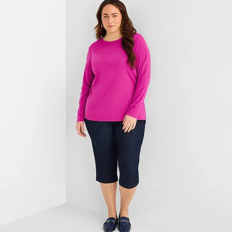 St. John's Bay Womens Plus Crew Neck Long Sleeve T-Shirt