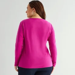 St. John's Bay Womens Plus Crew Neck Long Sleeve T-Shirt