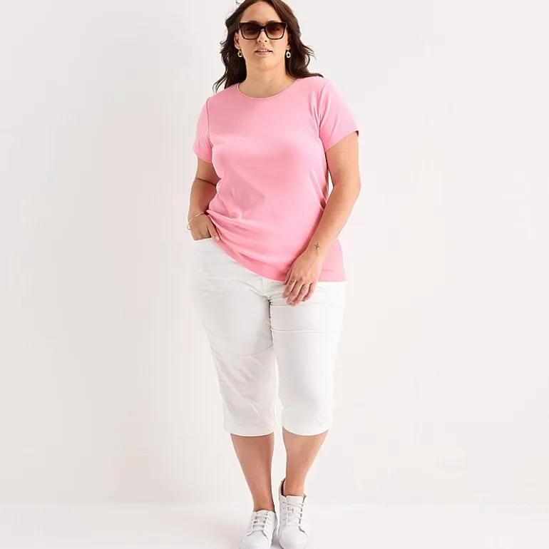 St. John's Bay Womens Plus Crew Neck Short Sleeve T-Shirt
