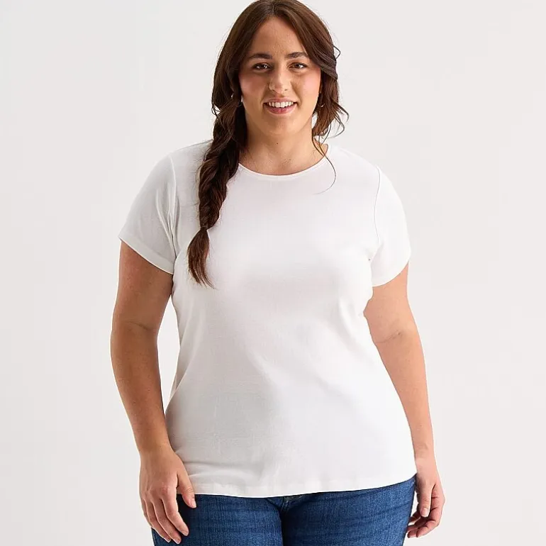 St. John's Bay Womens Plus Crew Neck Short Sleeve T-Shirt