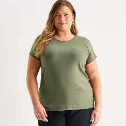St. John's Bay Womens Plus Crew Neck Short Sleeve T-Shirt