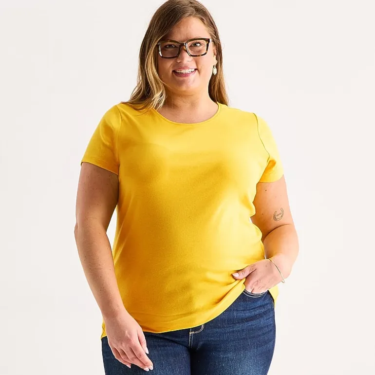 St. John's Bay Womens Plus Crew Neck Short Sleeve T-Shirt