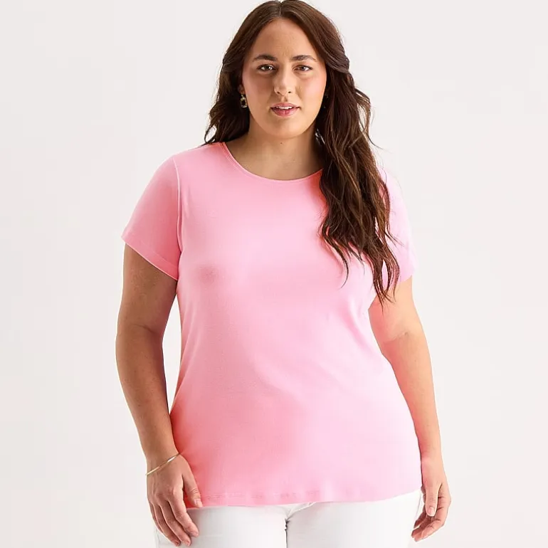 St. John's Bay Womens Plus Crew Neck Short Sleeve T-Shirt