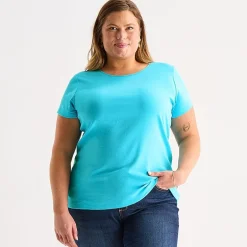 St. John's Bay Womens Plus Crew Neck Short Sleeve T-Shirt