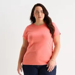 St. John's Bay Womens Plus Crew Neck Short Sleeve T-Shirt