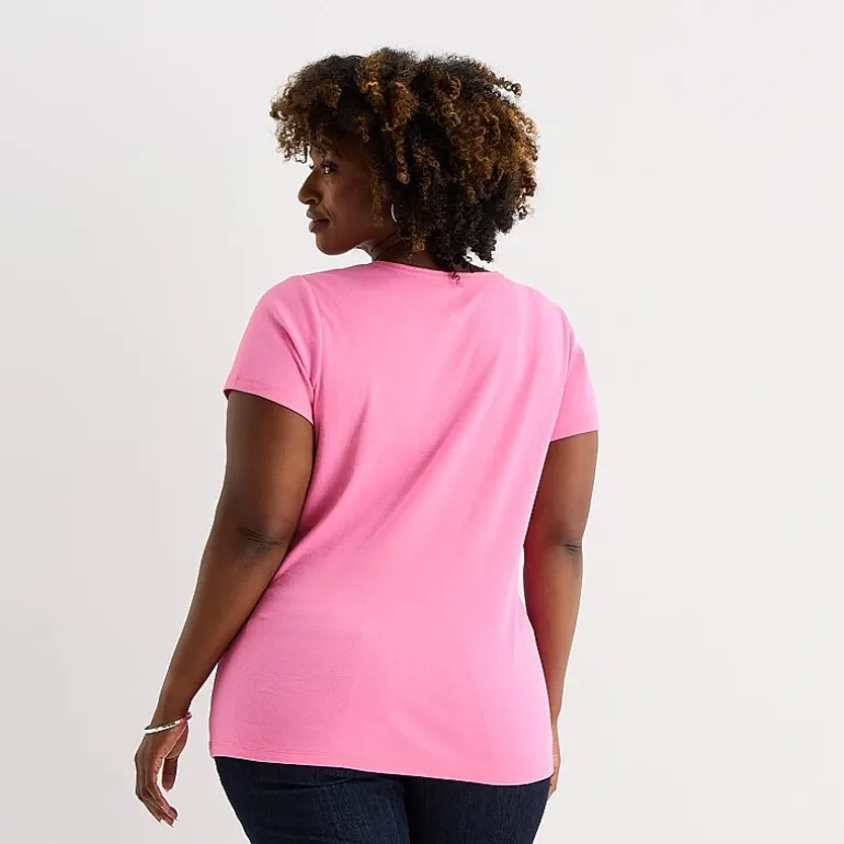 St. John's Bay Womens Plus Crew Neck Short Sleeve T-Shirt