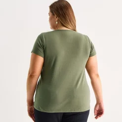 St. John's Bay Womens Plus Crew Neck Short Sleeve T-Shirt