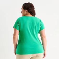 St. John's Bay Womens Plus Crew Neck Short Sleeve T-Shirt