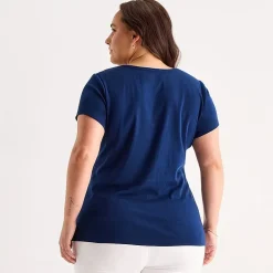 St. John's Bay Womens Plus Crew Neck Short Sleeve T-Shirt