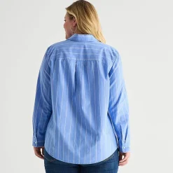 St. John's Bay Womens Plus Cuffed Long Sleeve Regular Fit Button-Down Shirt