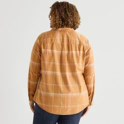 St. John's Bay Womens Plus Cuffed Long Sleeve Regular Fit Button-Down Shirt