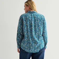 St. John's Bay Womens Plus Cuffed Long Sleeve Regular Fit Button-Down Shirt