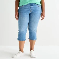 St. John's Bay Womens Plus Denim Pull On Cropped Pant