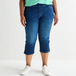 St. John's Bay Womens Plus Denim Pull On Cropped Pant