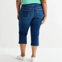 St. John's Bay Womens Plus Denim Pull On Cropped Pant