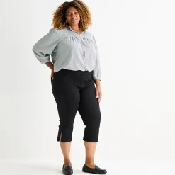 St. John's Bay Womens Plus Denim Pull On Cropped Pant