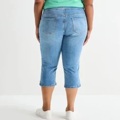 St. John's Bay Womens Plus Denim Pull On Cropped Pant