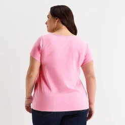 St. John's Bay Womens Plus Easy-on + Easy-off Crew Neck Short Sleeve Adaptive T-Shirt