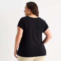 St. John's Bay Womens Plus Easy-on + Easy-off Crew Neck Short Sleeve Adaptive T-Shirt