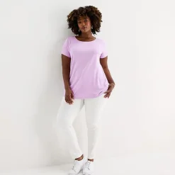 St. John's Bay Womens Plus Easy-on + Easy-off Crew Neck Short Sleeve Adaptive T-Shirt