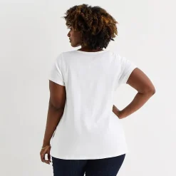 St. John's Bay Womens Plus Easy-on + Easy-off Crew Neck Short Sleeve Adaptive T-Shirt