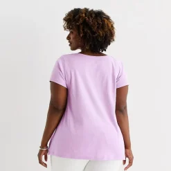 St. John's Bay Womens Plus Easy-on + Easy-off Crew Neck Short Sleeve Adaptive T-Shirt