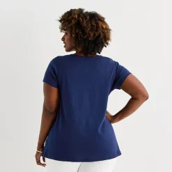 St. John's Bay Womens Plus Easy-on + Easy-off Crew Neck Short Sleeve Adaptive T-Shirt