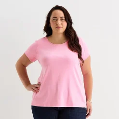 St. John's Bay Womens Plus Easy-on + Easy-off Crew Neck Short Sleeve Adaptive T-Shirt