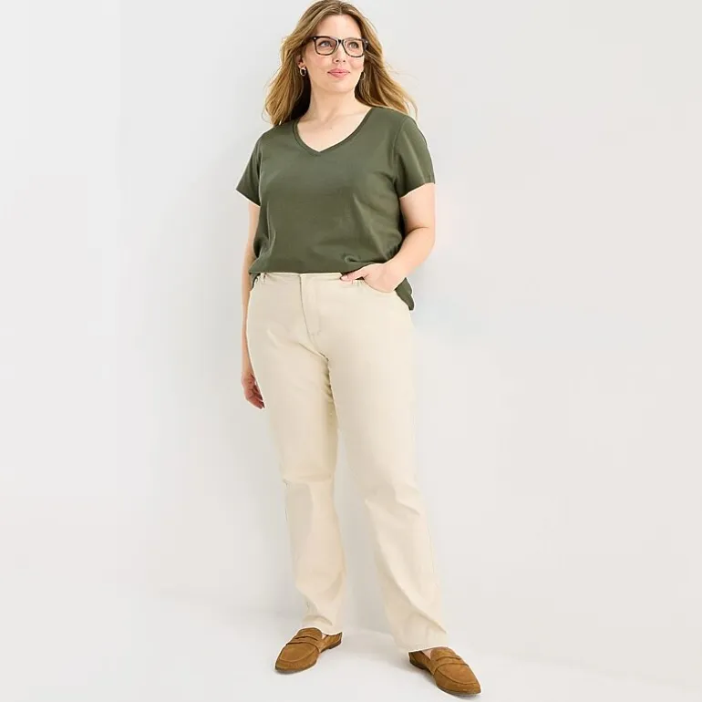 St. John's Bay Womens Plus Easy-on + Easy-off V Neck Short Sleeve Adaptive T-Shirt