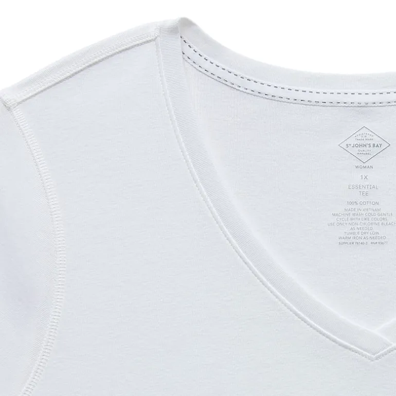 St. John's Bay Womens Plus Easy-on + Easy-off V Neck Short Sleeve Adaptive T-Shirt