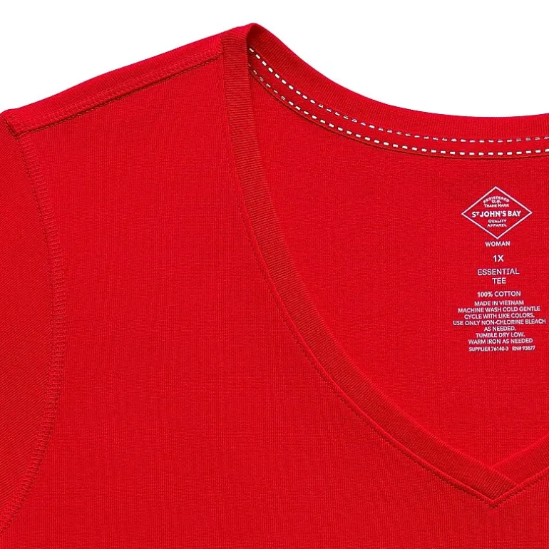 St. John's Bay Womens Plus Easy-on + Easy-off V Neck Short Sleeve Adaptive T-Shirt