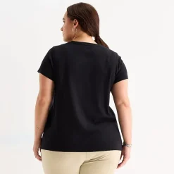 St. John's Bay Womens Plus Easy-on + Easy-off V Neck Short Sleeve Adaptive T-Shirt