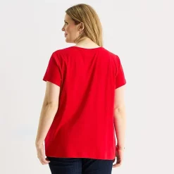 St. John's Bay Womens Plus Easy-on + Easy-off V Neck Short Sleeve Adaptive T-Shirt