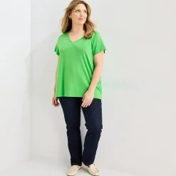 St. John's Bay Womens Plus Easy-on + Easy-off V Neck Short Sleeve Adaptive T-Shirt