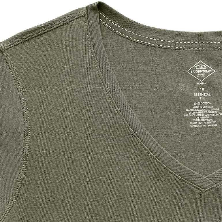 St. John's Bay Womens Plus Easy-on + Easy-off V Neck Short Sleeve Adaptive T-Shirt