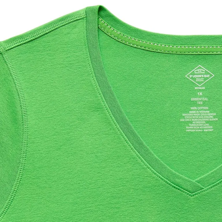 St. John's Bay Womens Plus Easy-on + Easy-off V Neck Short Sleeve Adaptive T-Shirt