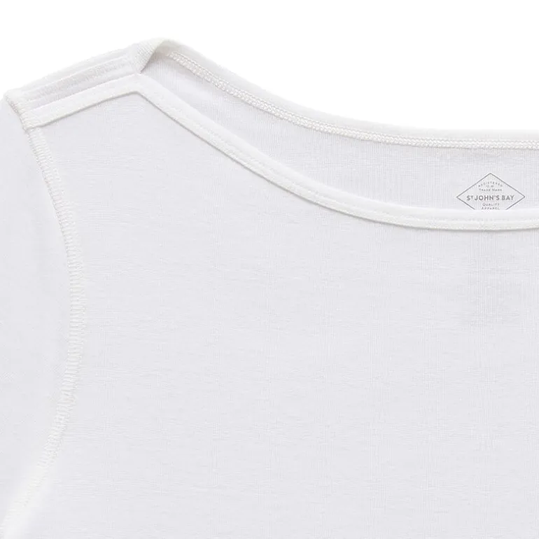 St. John's Bay Womens Plus Easy-on + Easy-off Boat Neck Short Sleeve Adaptive T-Shirt