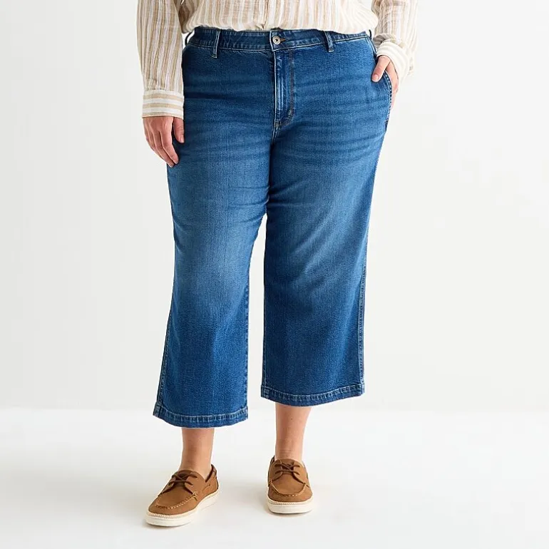 St. John's Bay Womens Plus High Rise Wide Leg Jean