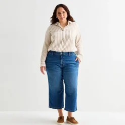 St. John's Bay Womens Plus High Rise Wide Leg Jean