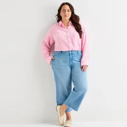 St. John's Bay Womens Plus High Rise Wide Leg Jean