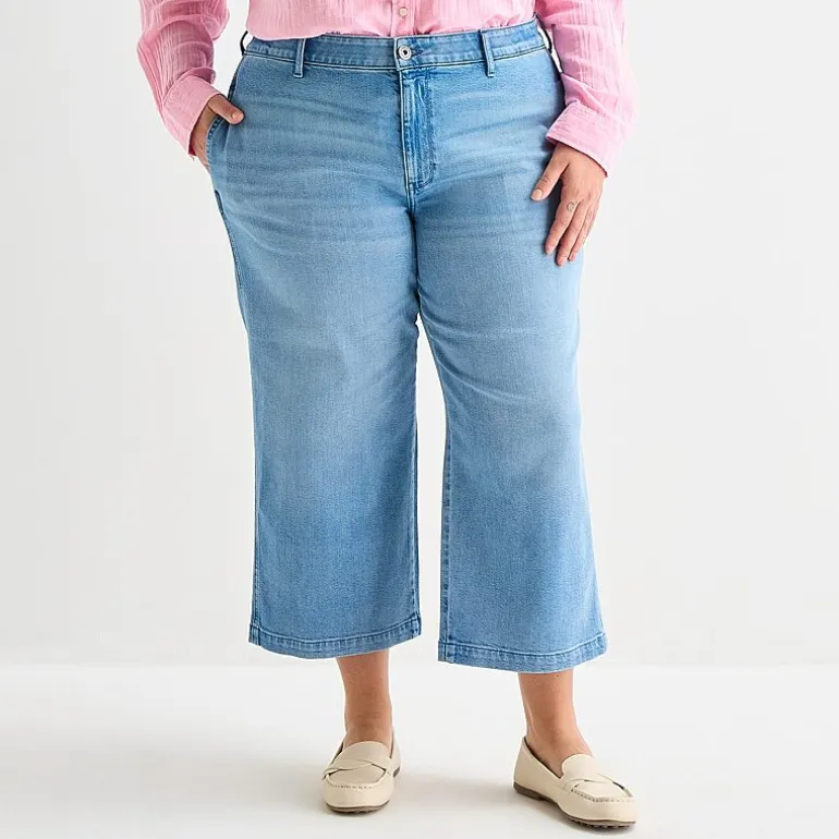 St. John's Bay Womens Plus High Rise Wide Leg Jean