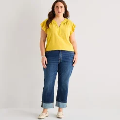 St. John's Bay Womens Plus High Rise Wide Leg Jean