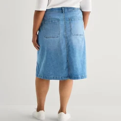 St. John's Bay Womens Plus High Rise Midi Denim Skirt