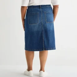 St. John's Bay Womens Plus High Rise Midi Denim Skirt