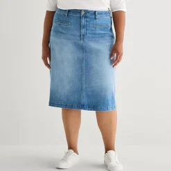 St. John's Bay Womens Plus High Rise Midi Denim Skirt