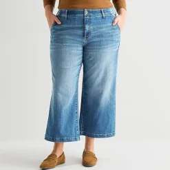 St. John's Bay Womens Plus High Rise Cropped Wide Leg Jean