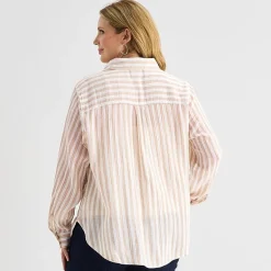 St. John's Bay Womens Plus Long Sleeve Relaxed Fit Button-Down Shirt