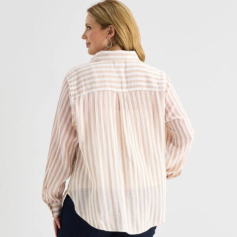St. John's Bay Womens Plus Long Sleeve Relaxed Fit Button-Down Shirt