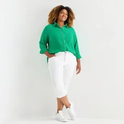 St. John's Bay Womens Plus Long Sleeve Relaxed Fit Button-Down Shirt